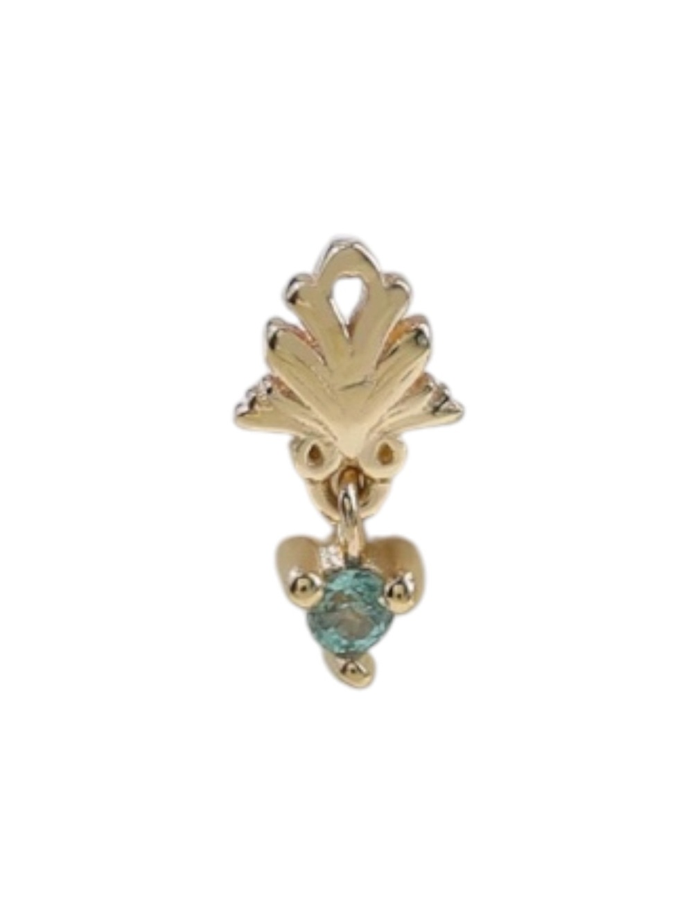 14K Solid Gold Alexandrite Leaf Dangle Stud